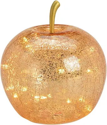 Produktbild von LED Dekolampe Apfel Glas 20er LED Lichterkette Timer Ø16 gold