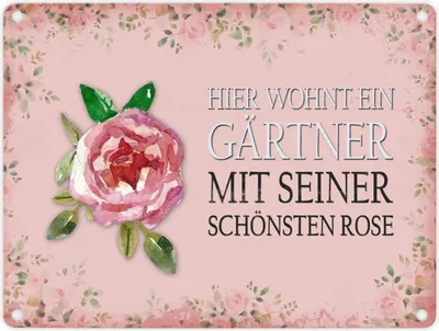 Produktbild von Metallschild mit Spruch: Hier wohnt ein Gärtner mit seiner ... Blechschild