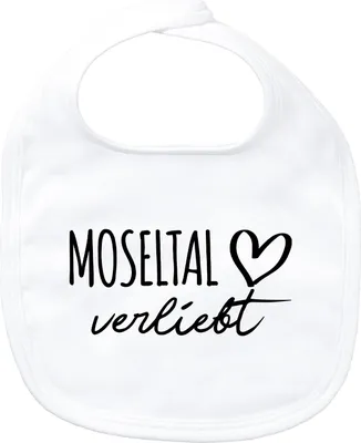 Produktbild von Huuraa Baby Lätzchen Moseltal verliebt White Klettverschluss  Baumwolle Latz Geschenkidee