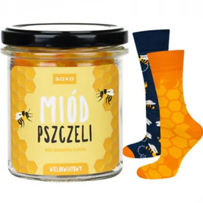 Produktbild von Socken im Glas - Ideal für ein Geschenk - Lustig Honig Motiv SOXO - Größe: 40–45