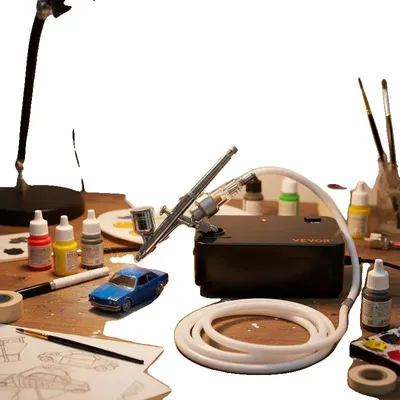 Image de Kit aérographe, double action, compresseur 30 psi, modèle rotatif