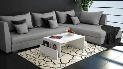 Produktbild von Skye Decor, Hochwertiger Couchtisch, Weiß, 95 x 36,8 x 60 cm | 100% melaminbeschichtete Spanplatte, 18 mm dick | Moderner, eleganter Tisch mit zahlreichen Regalen für Ihr Zuhause.