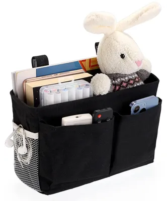 Productafbeelding van Hangende organizer voor bed - Met verstelbare band - Voor opbergruimte in een studentenkamer - Zwart