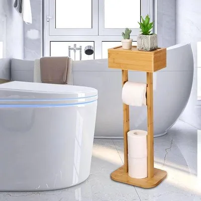 Produktbild von Famanu Toilettenpapierhalter aus Bambus - Multifunktional - 4-in-1