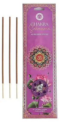 Image de Encens Sahasrara Chakra Oud & Ambre - paquet de 6 pièces - 40 bâtons