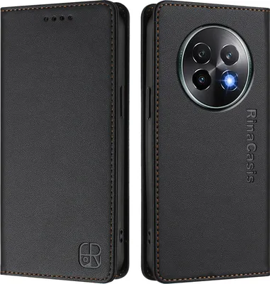 Obrázek produktu pro Kožené pouzdro pro Realme 13+/Realme 13 Pro, flipové pouzdro s přihrádkami na karty, peněženkou a stojánkem Černý