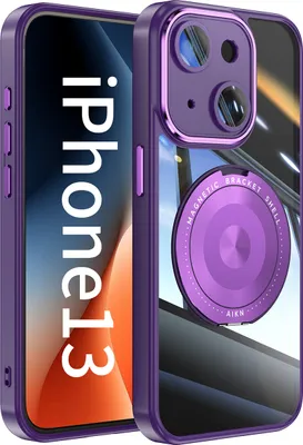 Image de Etui pour iPhone 13 protection militaire transparente avec anneau magnétique et protection de l'appareil photo violet