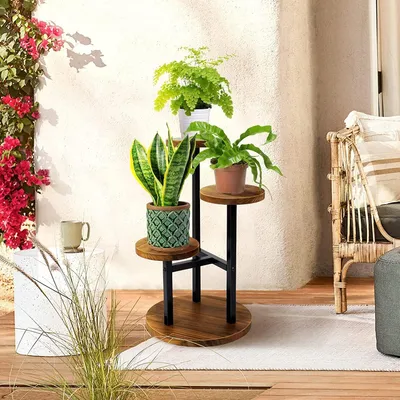 Produktbild von Pflanzenleiter Blumenständer - Holz Pflanzenständer für drinnen - Pflanzenregal - Blumenregal - Blumenleiter - Balkon Garten Wohnzimmer Dekoration Pflanzenleiter