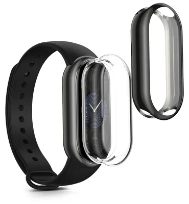 Produktbild von kwmobile 2x Silikon Hülle für Xiaomi Mi Band 9 / Smart Band 9 Schutzhülle - Fullbody Display Cover Set aus Silikon - Transparent Schwarz