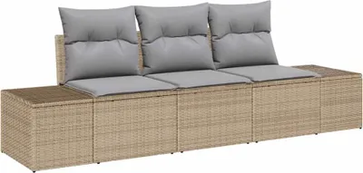 Obrázok produktu pre Sada pohoviek s vankúšom 3 pcs Béžová polyratan