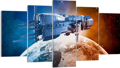 Produktbild von Bild auf Leinwand - Leinwandbild - Kosmos Sputnik - 160x85cm - Wand Bild - Wanddeko - Wandbilder - Leinwanddruck - Bilder - Kunstdruck - Wanddekoration - Leinwand bilder - Wandkunst - EA160x85-3597