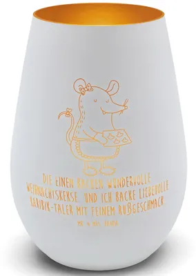 Produktbild von Mr. & Mrs. Panda Laterne Maus Kekse - Weiß - Geschenk, Weihnachten, Teelichthalter Glas, windlicht mit gravur, Weihnachtsbäckerei, Winter, Plätzchen, Balkon, Gartenlicht