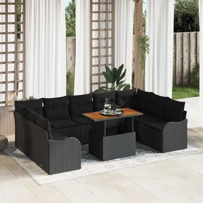 Produktbild von "Rabatt" Garten-Sofa-Set - Balkonmöbel/Terrassenmöbel - mit Speicher - 10 pcs Schwarz Poly Rattan - Lounge-Dining set CC13162