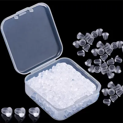 Produktbild von Ohrring Verschluss Silikon Ohrring Stopper Ohrring Stecker Verschluss Kunststoff Ohrringe Rücken Stopper Silikon für Ohrringe (500 Stück,Größe 4 * 4 mm)