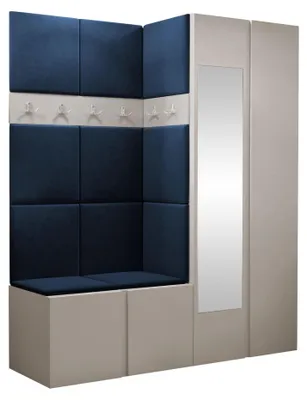 Produktbild von MIRJAN24 Garderoben-Set Orion XII, Garderobe mit Sitzbank mit 11 x Wandpanel 42x42 (Farbe: Cashmere, Polo 891)