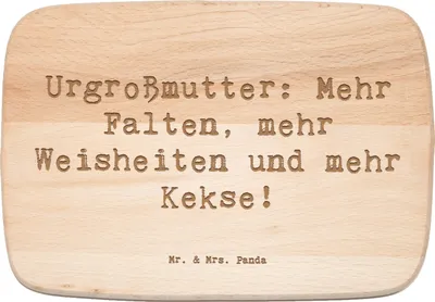 Produktbild von Mr. & Mrs. Panda Holzbrett Spruch Urgroßmutter Weisheiten - Transparent - Geschenk, Schneidebrett, Ahnen, Erfahrung, Wertschätzung, Familientradition, schneidbrett