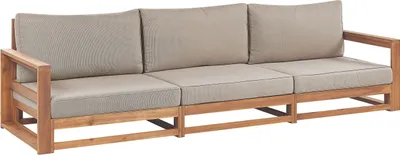 Obrázek produktu pro BELIANI Zahradní pohovka světlá hnědá certifikovaná akáciové dřevo šedé polštáře 3místný moderní design