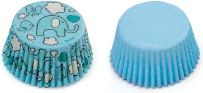 Produktbild von Blauer Elefant und Dots Muffinförmchen 50x32mm 36 Stück