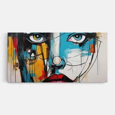 Produktbild von ARTHUB® Leinwandbild 60x120 cm, Abstract Drawing Portret | Wohnzimmerdekoration, Hängende Bilder, Wanddekoration, Heimdekoration, Frauen, Porträts