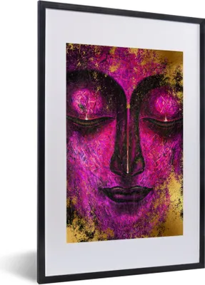 Produktbild von MuchoWow® MuchoWow® Gerahmtes Poster Buddha - Gesicht - Lila 40x60 cm - Poster mit zchwarzem Bilderrahmen - Poster in Rahmen