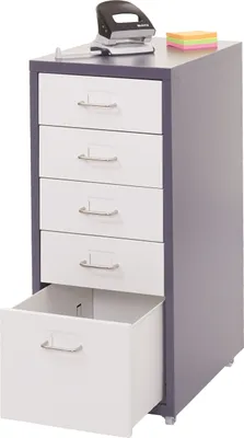 Obrázek produktu pro Kontejner na kolečkách Boston T851, zásuvková ocelová skříň, 69x28x41cm 5 zásuvek  tmavě šedá bílá