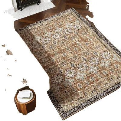 Produktbild von VEVOR Teppich, 5 x 7 ft großer waschbarer Teppich, rutschfest und reißfest weicher Teppich, haustier- und kinderfreundliche moderne Teppiche, Innenmatte für Schlafzimmer, Büro, Wohnzimmer, Kinderzimmer, Eingangsbereich, Blau, Braun Grün, 6 x 9 ft
