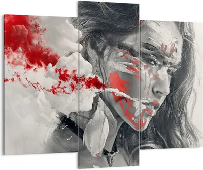 Produktbild von Bild auf Leinwand - Leinwandbild - Frau Gesicht Kunst - 130x100cm - Wand Bild - Wanddeko - Leinwanddruck - Bilder - Kunstdruck - Wanddekoration - Leinwand bilder - Wandkunst - CB130x100-3867
