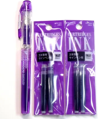 Productafbeelding van Platina vulpen - Nieuwe preppy - Fijne punt - Violet(PSQ-300#28) + inktpatronen SPN-100A#28 (Violet)