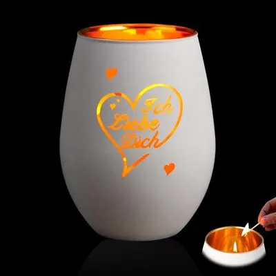 Image de Photophore en verre gravé - Cadeau personnalisé pour les couples - Pièce unique - Verre