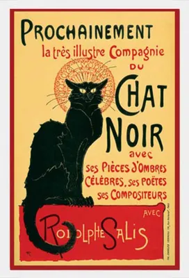 Immagine prodotto di Steinlen, Theophile - Poster - Tournee du Chat Noir + cornice rimovibile, Shinsuke® Maxi MDF bianco, disco acrilico