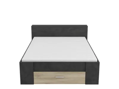 Image de Lit avec rangement LEONIS - 140x190cm - Anthracite/Chêne