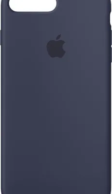 A dark blue iPhone case with the Apple logo in the center.