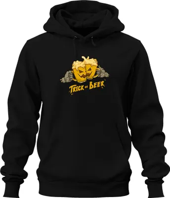 Produktbild von Trick or Beer Halloween Bier Kürbis Zombie Hände Prost Lustig Uni Hoodie Kapuzenpullover, Schwarz, XL
