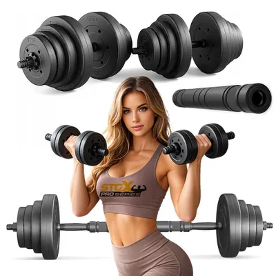 Produktbild von Hantelset Kurzhanteln STG40X 2er Set & Langhantel 40kg (2x20kg) Hanteln Set