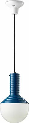 Produktbild von Hängeleuchte Keramik Glas D: 24 cm H: max. 159 cm Weiß Blau E27 rund Retro Keramikleuchte