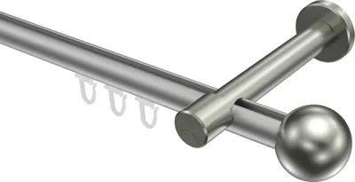 Produktbild von Interdeco Innenlaufstange / Gardinenstange mit Innenlauf Silbergrau / Edelstahl-Optik, Typ Prestige Luino (Kugel), 20 mm Ø 1-läufig, 440 cm