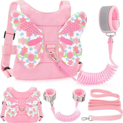 Immagine prodotto di Zimilo Polsino di sicurezza per bambini Anti-perdita regolabile in cotone traspirante 1-6 anni, Farfalla rosa