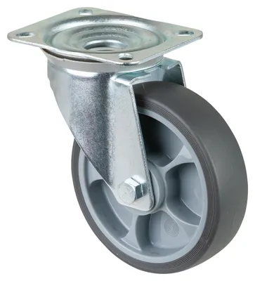 Image de BS Roulettes Roulette pivotante avec plaque à visser caoutchouc thermoplastique Roulement à rouleaux 160 mm 200 kg - L400.B44.161