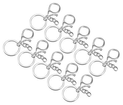 Productafbeelding van Karabinersluitingen met sleutelringen en ketting - 16 stuks - 63 mm - Doe-het-zelf set