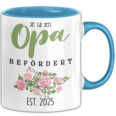 Produktbild von Trendation - Du Wirst Opa 2022 Tasse Geschenk Schwangerschaft Verkünden Großvater Überraschung Baby Kaffeetasse Opa Befördert 2022 (Blau)