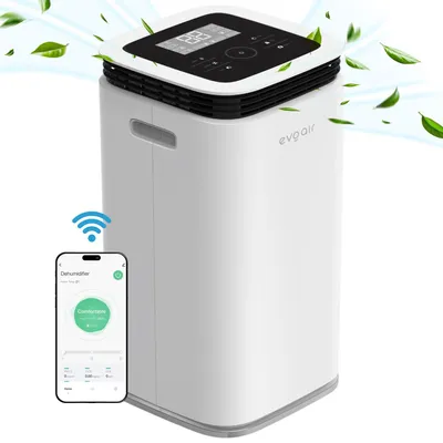 Produktbild von Luftentfeuchter Evoair, FlexiDry 16 Smart, 16 l/24 h, Feuchtigkeitssensor, Ionisierungsfunktion, Wäschetrocknung, Wassertank 2,2 l, Weiß