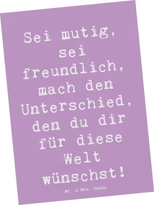 Produktbild von Mr. & Mrs. Panda Ansichtskarte Spruch Freundlichkeiten verbreiten - Lavendeltraum - Geschenk, positive Botschaft, sei mutig, Freundlichkeit, Kunstkarten, freundlich