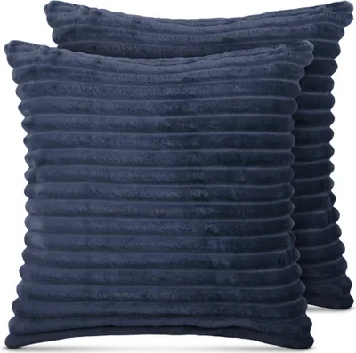 Immagine prodotto di Cuscini decorativi 45x45 cm blu notte, confezione da 2, morbida fodera con cerniera, cuscini da divano