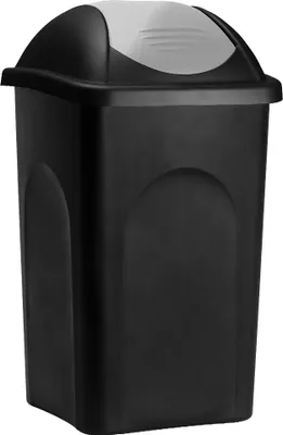 Produktbild von Stefanplast® Mülleimer mit Schwingdeckel 60L Abfalleimer Geruchsarm Küche Bad Biomüll Gelber Sack Kunststoff Mülltrennung Silber