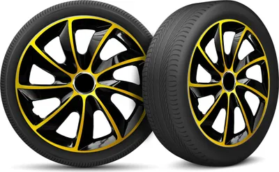 Produktbild von Auto Radkappen Radzierblenden 4er Set passend für alle Stahlfelgen - einstellbarer Sicherungsring - 15 Zoll - Schwarz Gold