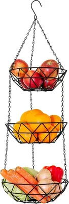 Produktbild von skanfriends hängender Obstkorb 3-teilig Obstschale Korb Körbe Hängekörbe Metall