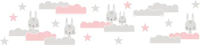 Produktbild von Lovely Kids selbstklebende Kinderzimmer Bordüre Dreamy Bunny rosa grau weiß 5,00 m x 0,155 m
