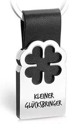 Produktbild von FABACH Kleeblatt Glücksbringer Schlüsselanhänger mit Gravur aus Leder - Viel Erfolg Prüfung - Viel Glück Abitur - Gute Reise - Glück Anhänger als Abschiedsgeschenk - Kleiner Glücksbringer