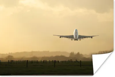 Produktbild von MuchoWow® Poster Ein Flugzeug, das von einem Flughafen abhebt 30x20 cm - Plakate - Print