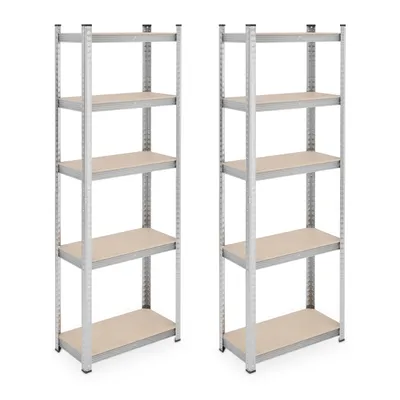 Produktbild von Relaxdays Schwerlastregal 2er Set, HxBxT: 180x60x30 cm, 500 kg, Stahl, Lagerregal, Keller, Garage, zum Stecken, silber
